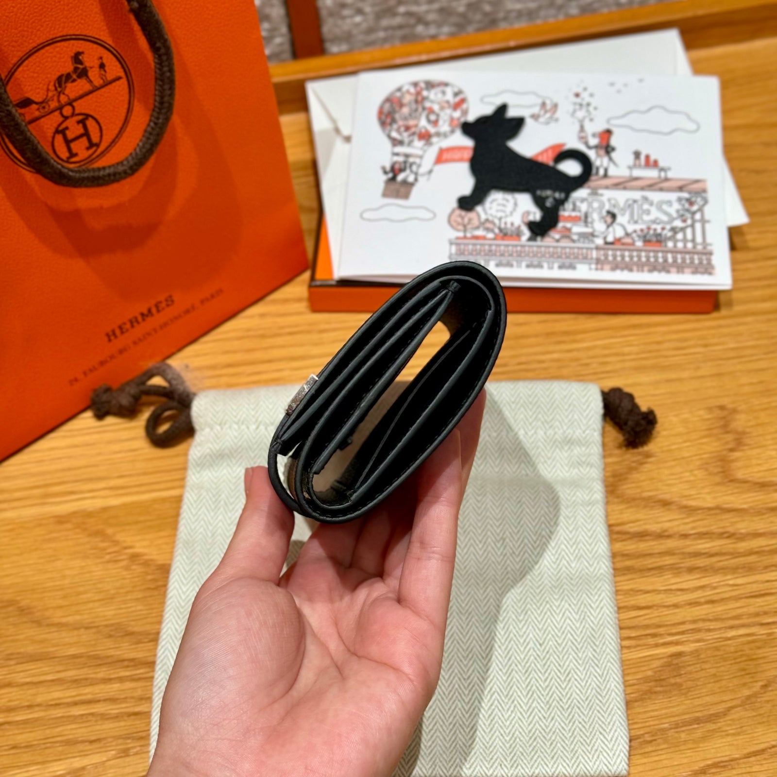 에르메스 베안 콤비 월렛 앱송 은장