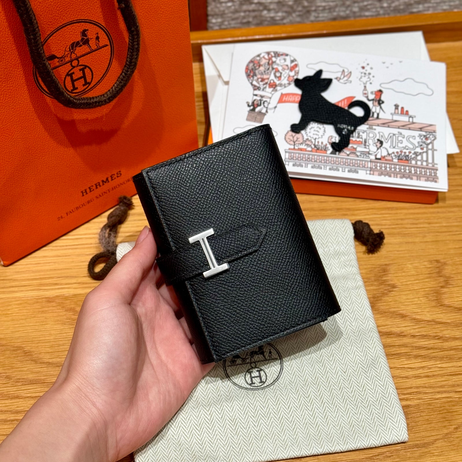 에르메스 베안 콤비 월렛 앱송 은장