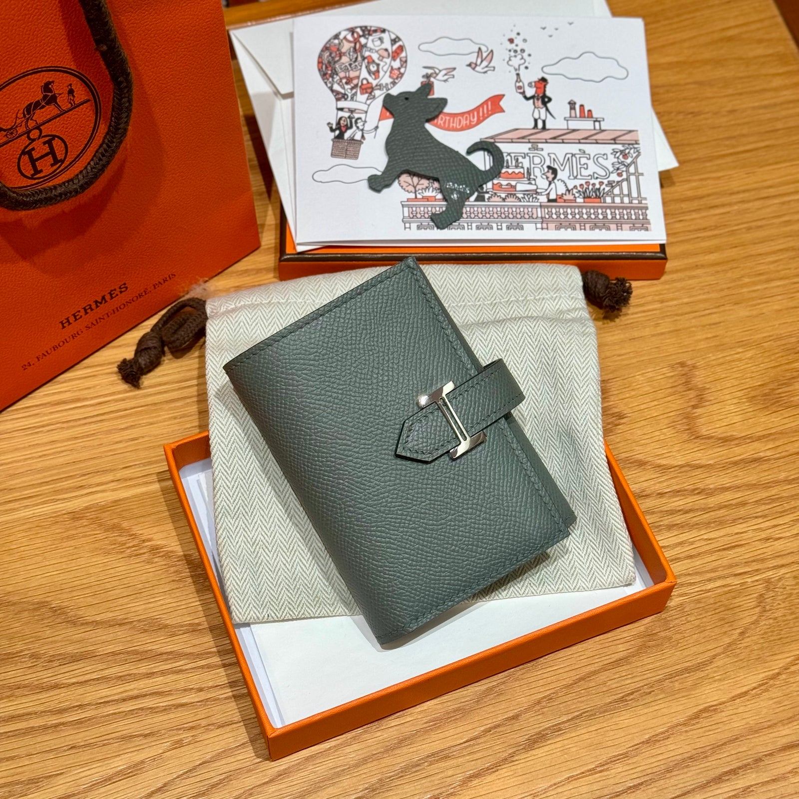 에르메스 베안 콤비 월렛 앱송 은장