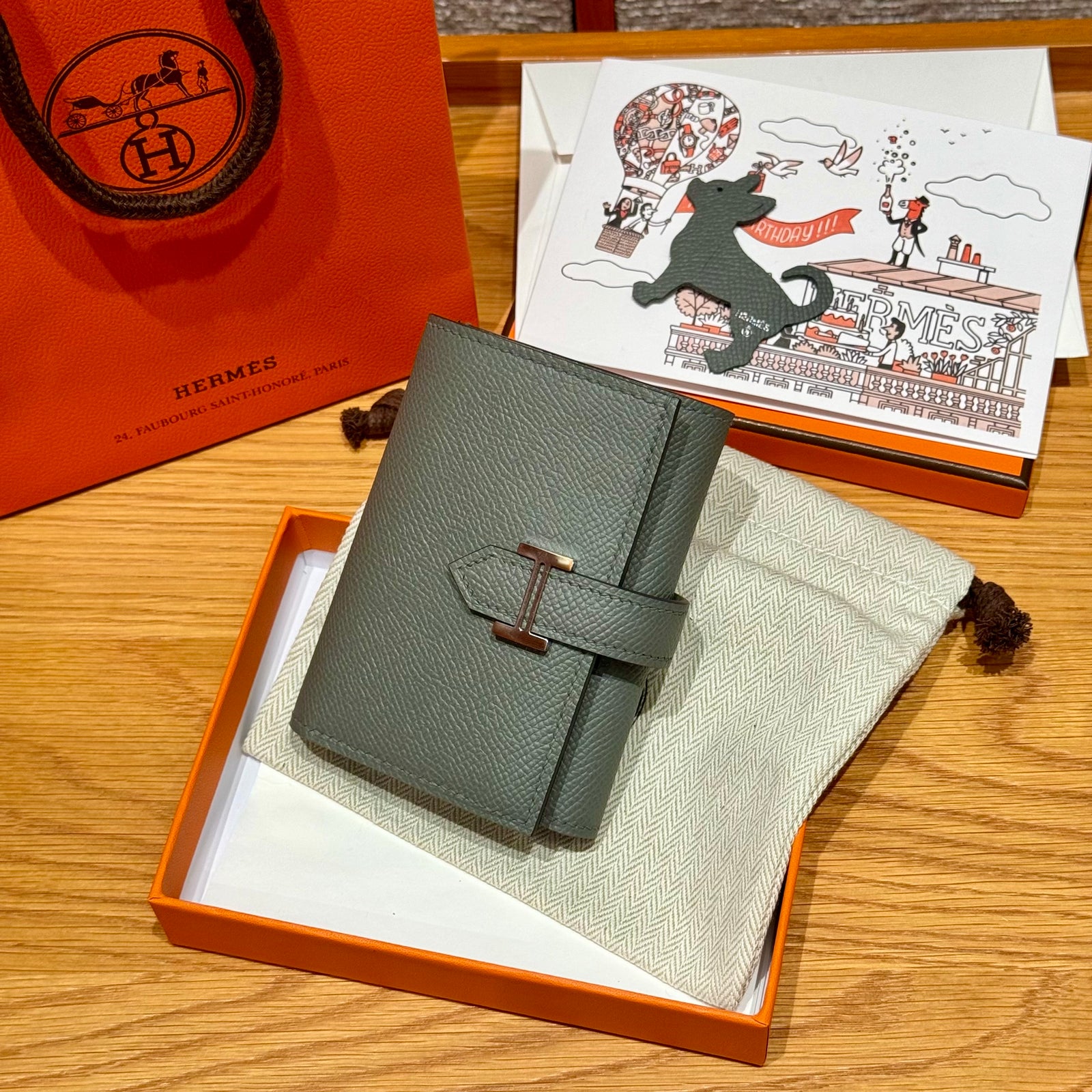 에르메스 베안 콤비 월렛 앱송 은장