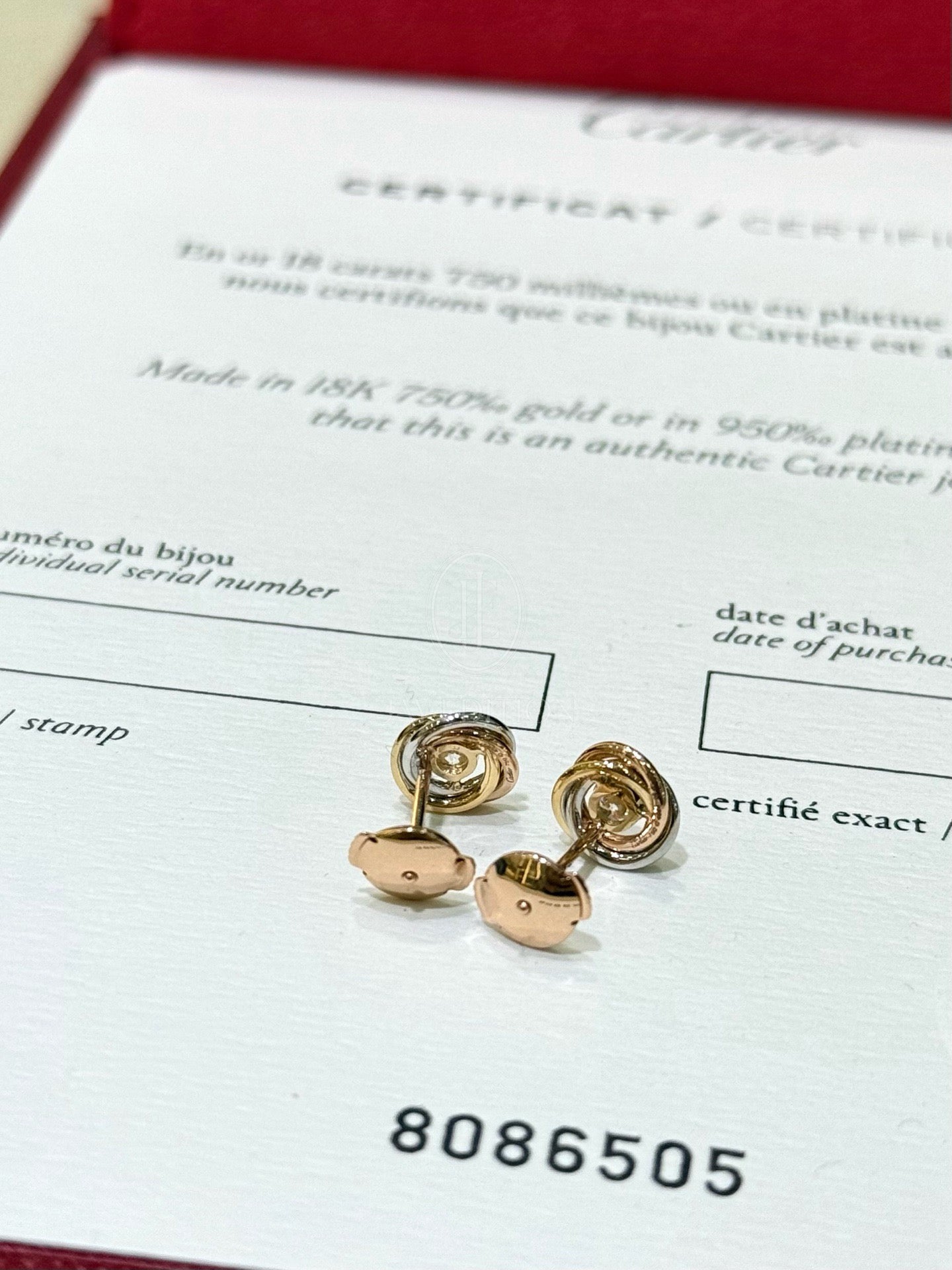 까르띠에 트리니티 스터드 이어링 (18K)