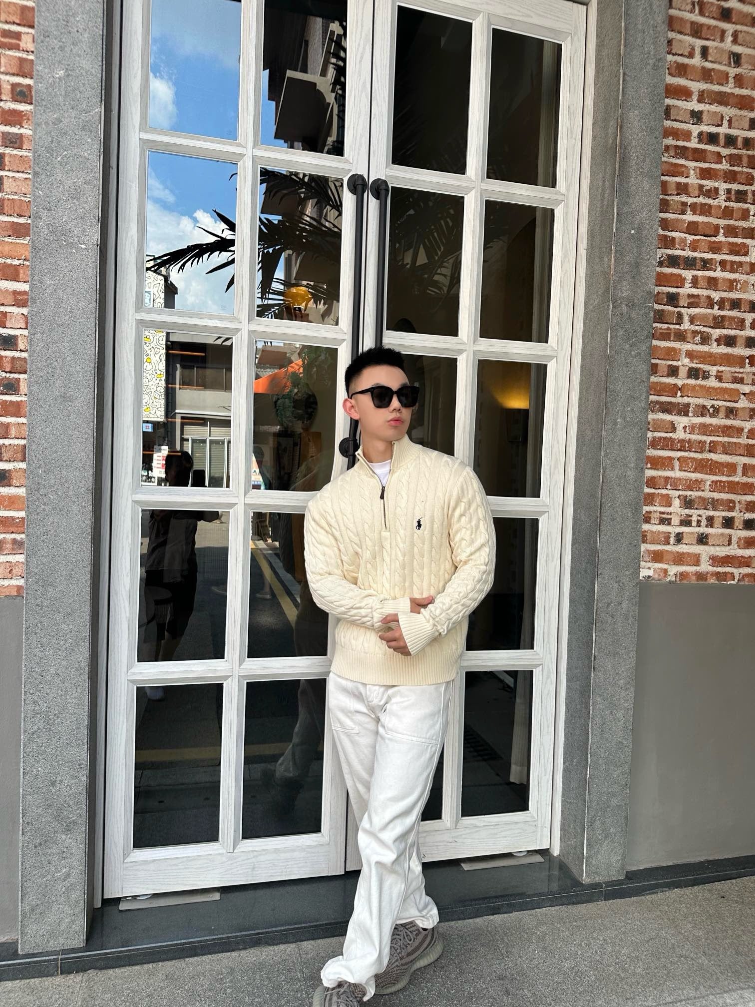 폴로 케이블 니트 코튼 스웨터