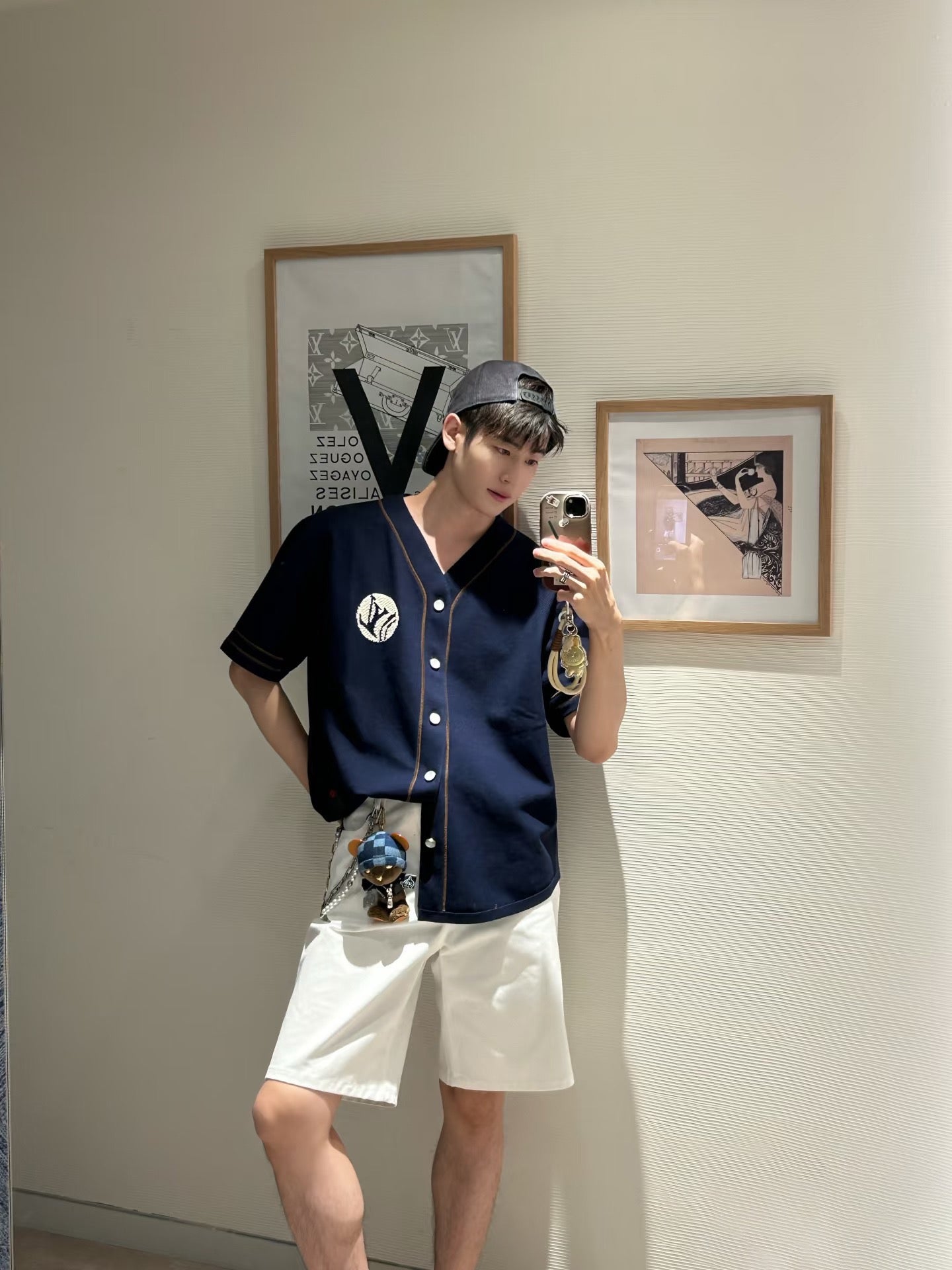 루이비통 니티드 쇼트 슬리브드 베이스볼 셔츠