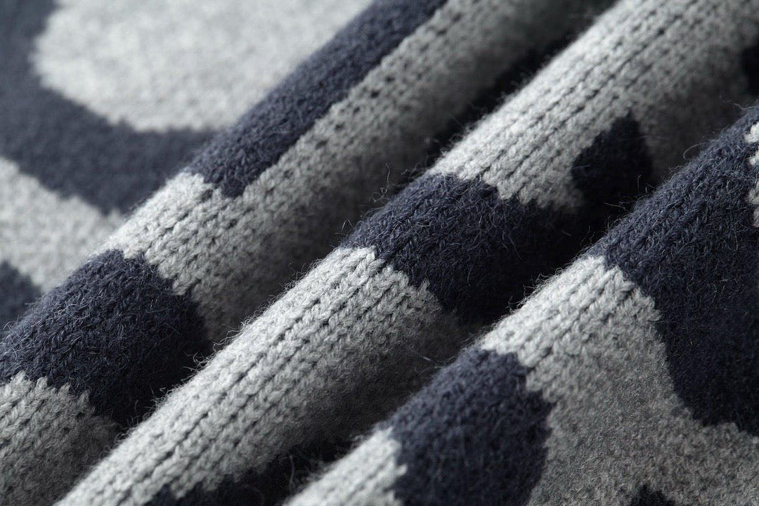 구찌 울 가디건 인타르시아 그레이 블루