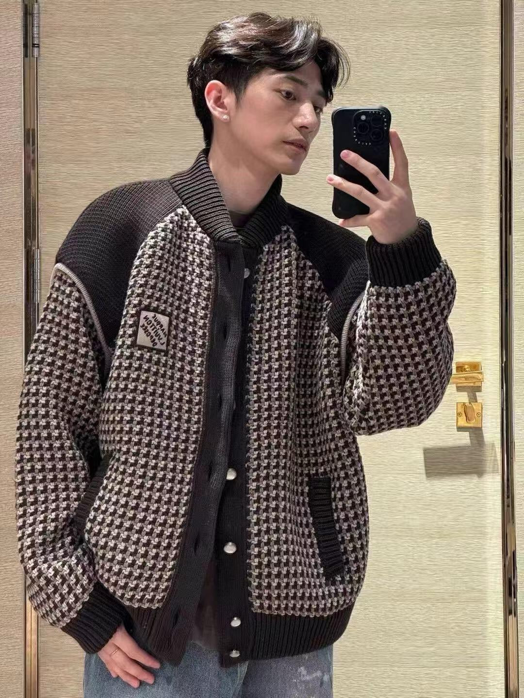 루이비통 니티드 코튼 자카드 보머