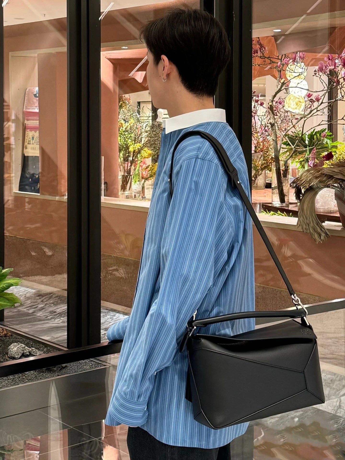 로에베 스트라이프 코튼 셔츠