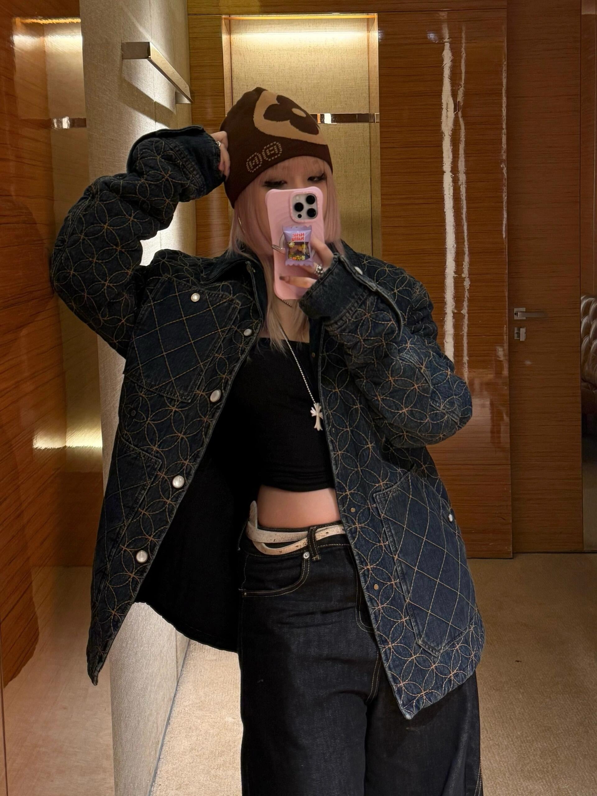 루이비통 엠브로이더드 데님 블루종 자켓