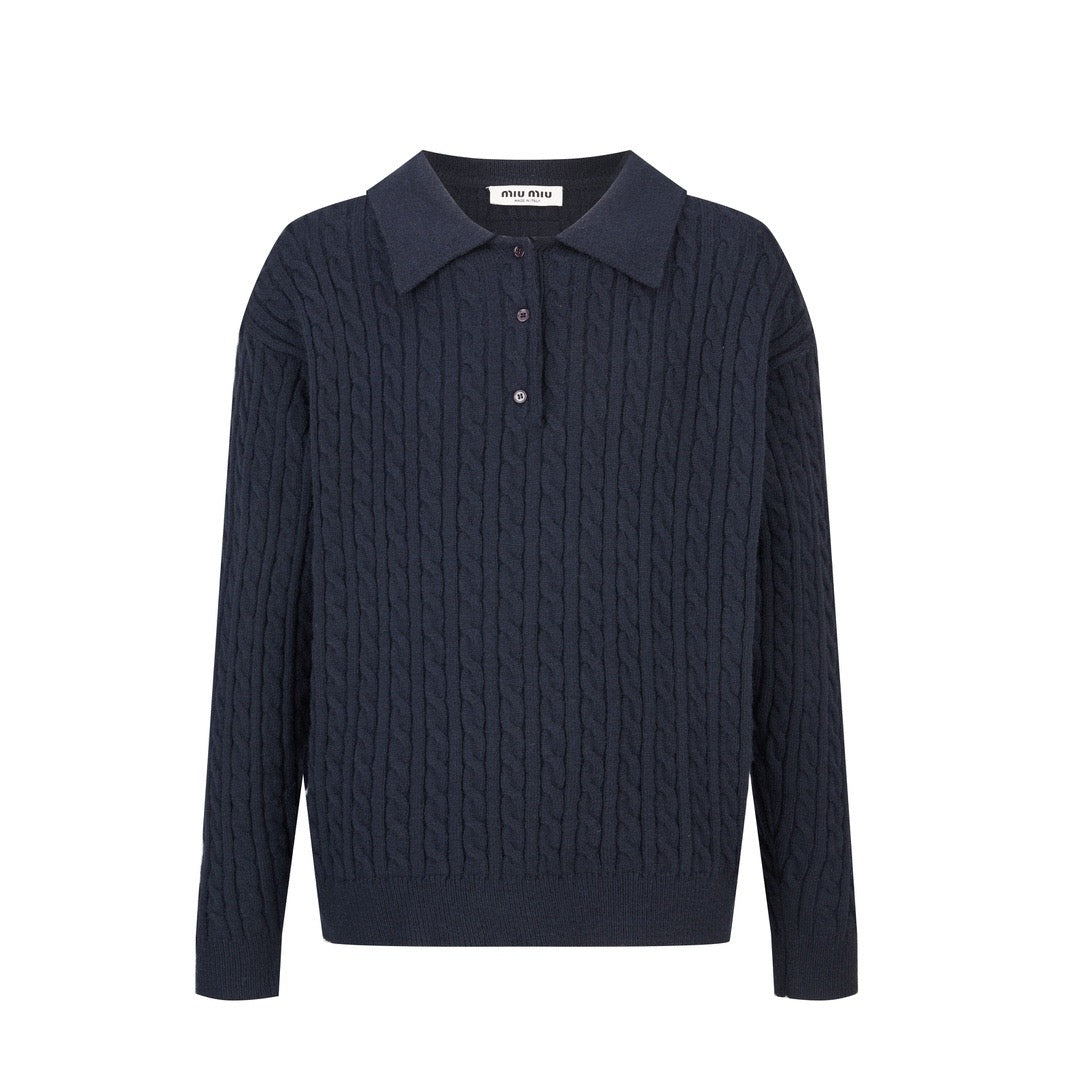 미우미우 캐시미어 니트 폴로 셔츠