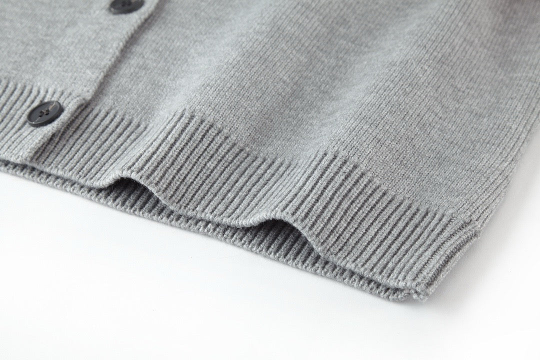 미우미우 울 앤 나일론 니트 가디건 그레이