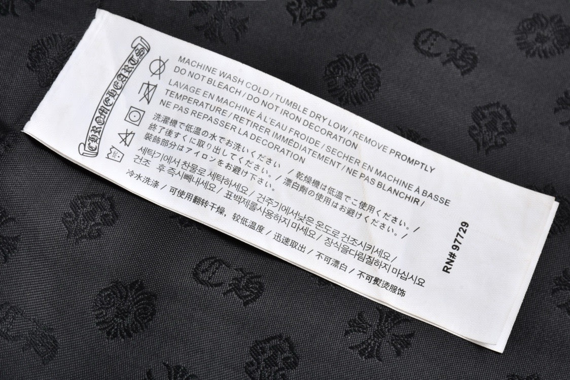 크롬하츠 플로랄 크로스 와펜 레더 가죽 카라 자켓