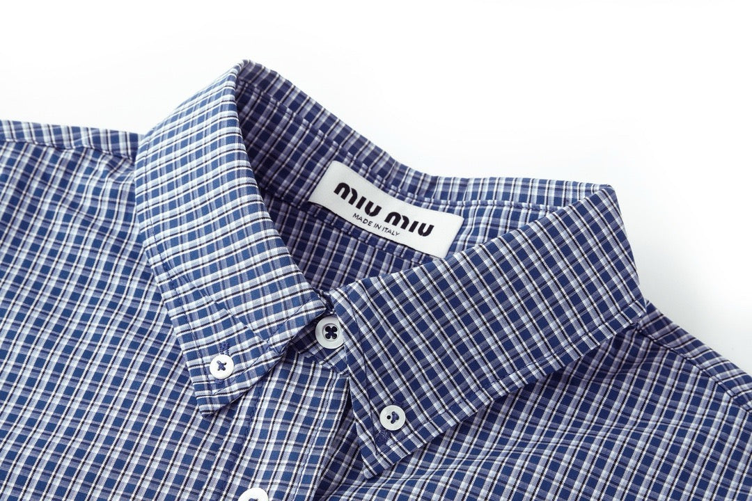 미우미우 체크 팝린 셔츠