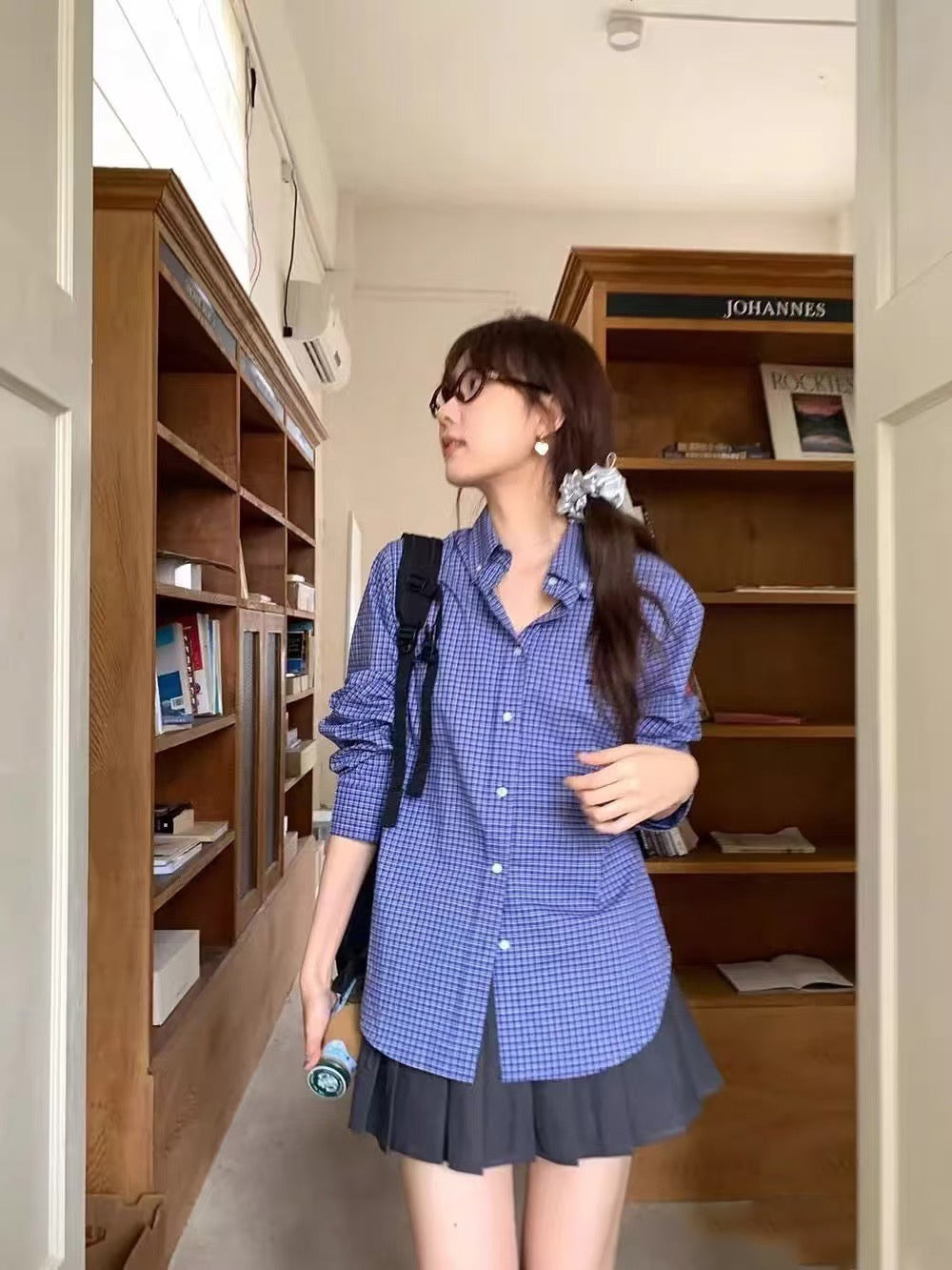 미우미우 체크 팝린 셔츠