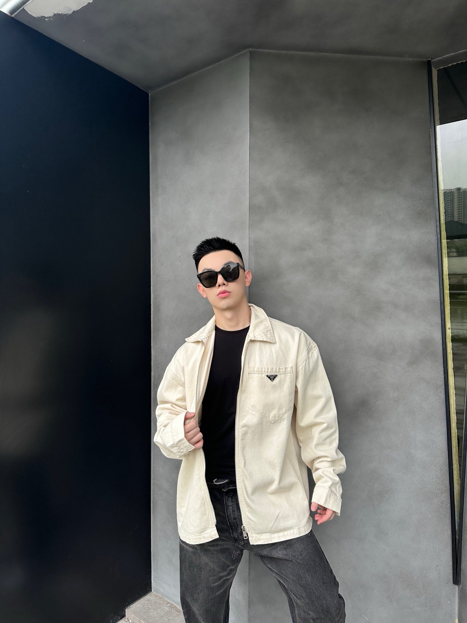 프라다 불 데님 셔츠