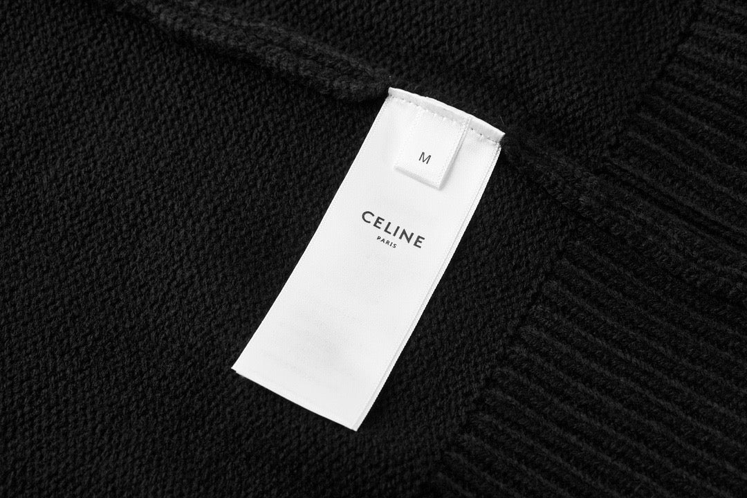 셀린느 트리오페 자수로고 울 캐시미어 반집업 니트
