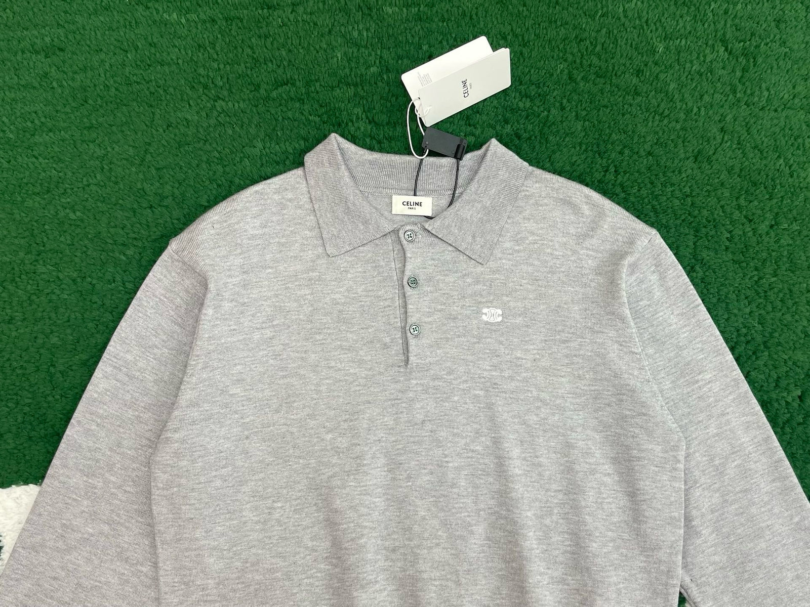 셀린느 파인 코튼 폴로 스웨터