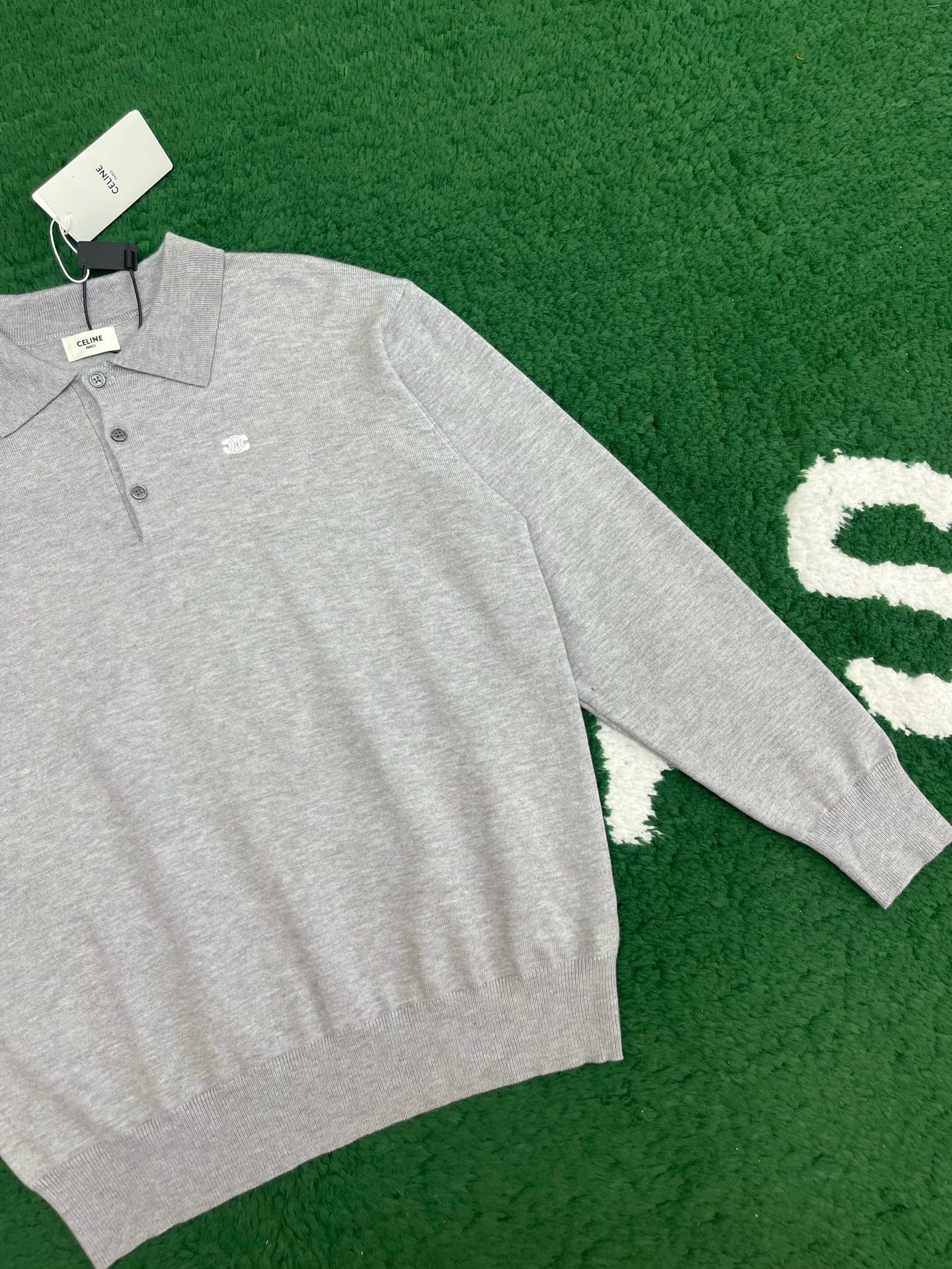 셀린느 파인 코튼 폴로 스웨터