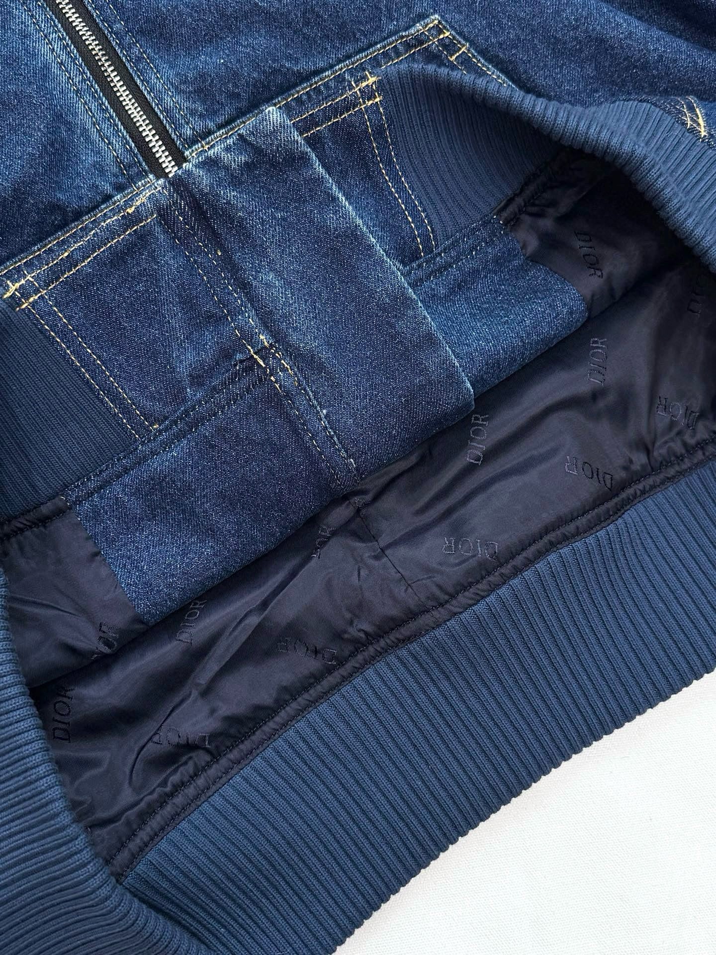 디올 코튼 데님 크리스찬 디올 태그 후드 자켓