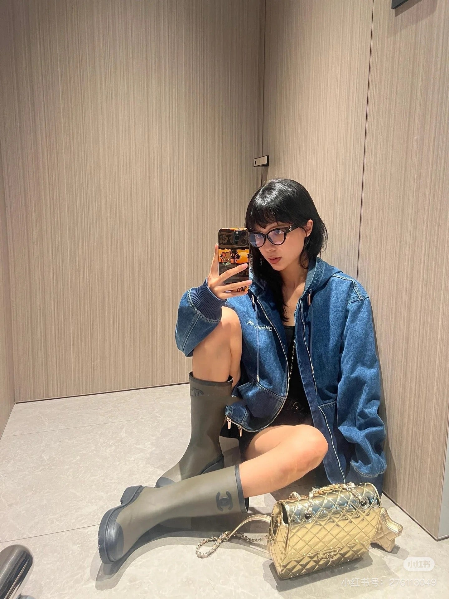 디올 코튼 데님 크리스찬 디올 태그 후드 자켓