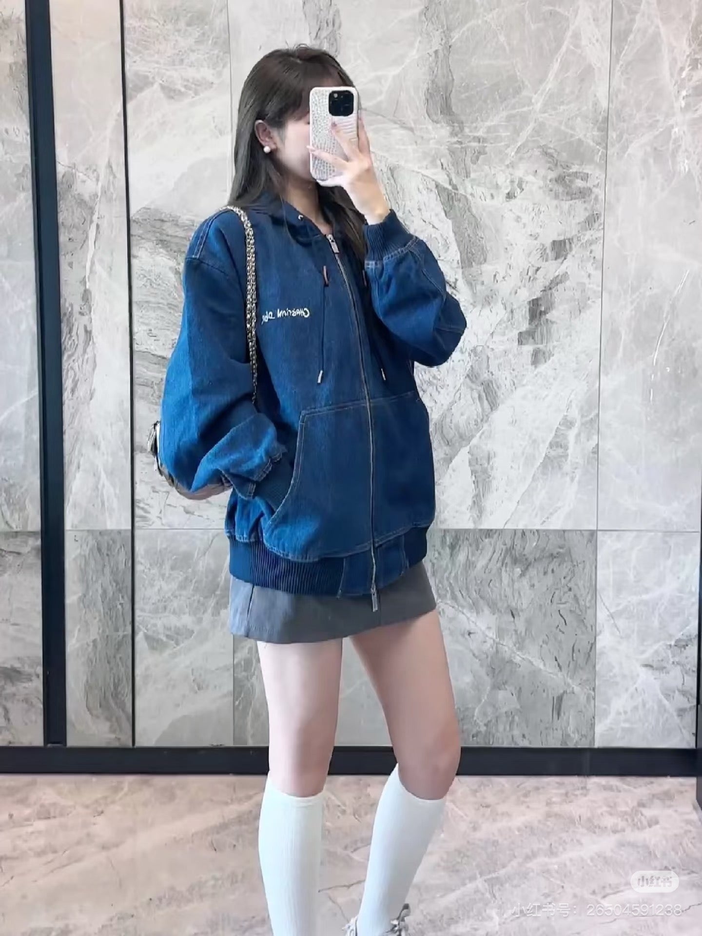 디올 코튼 데님 크리스찬 디올 태그 후드 자켓