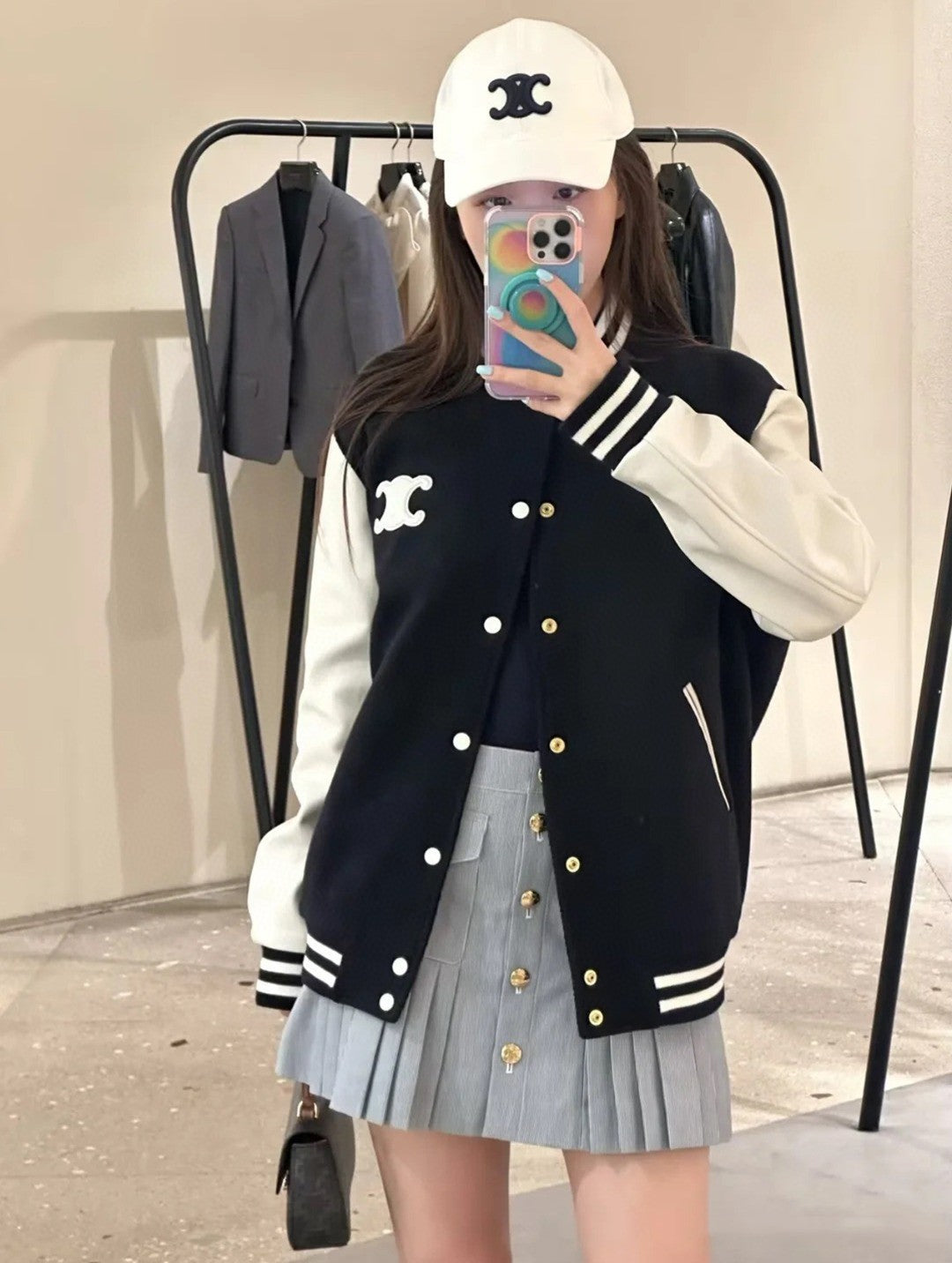 셀린느 로고 바시티 자켓