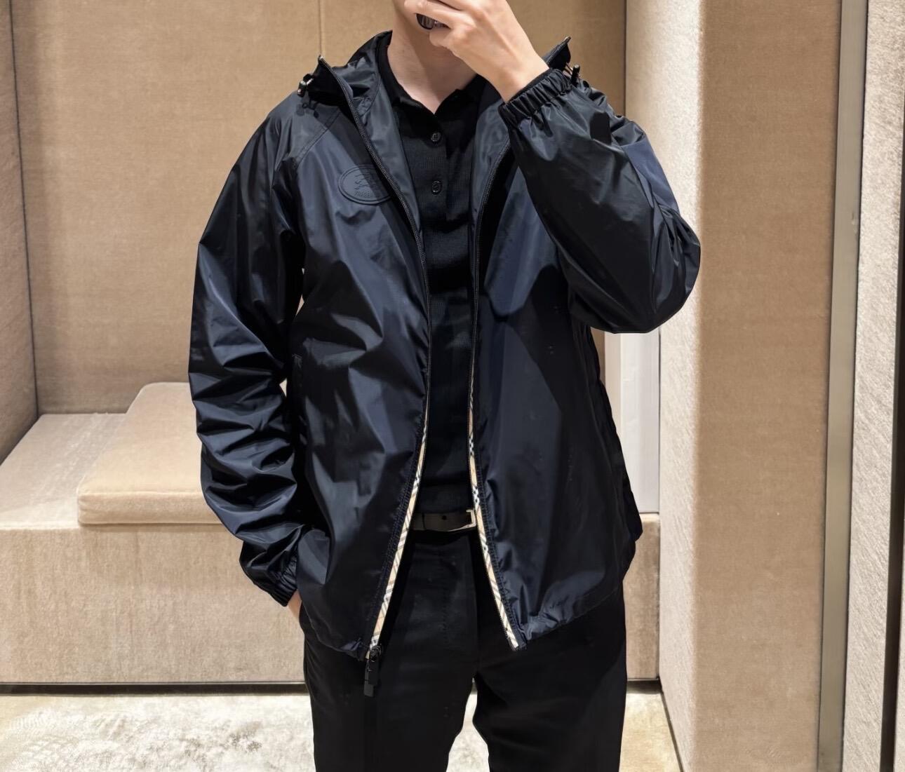 버버리 체커 테이프 나일론 후드 자켓