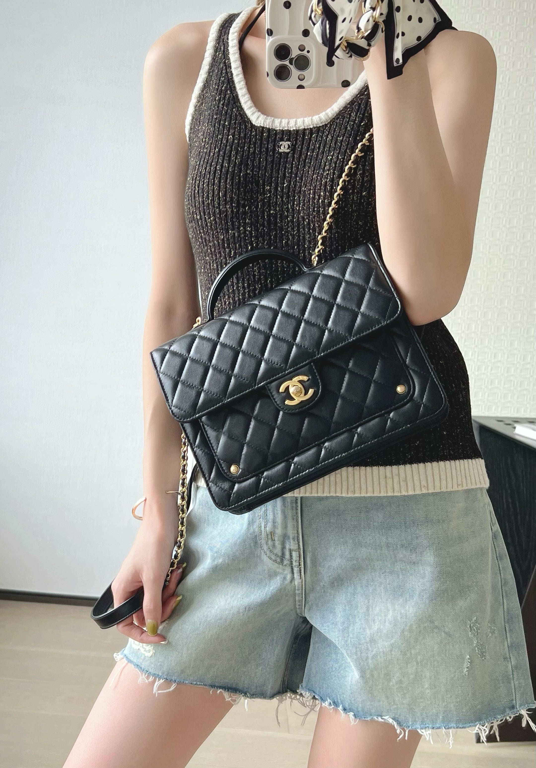 샤넬 25B 탑핸들 백팩 AS5704