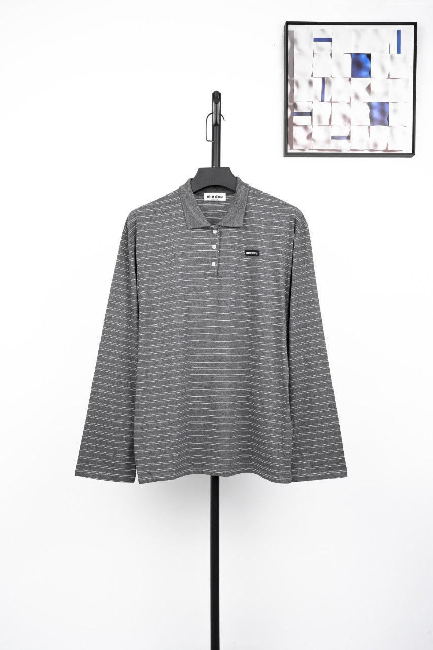 미우미우 코튼 저지 폴로 셔츠