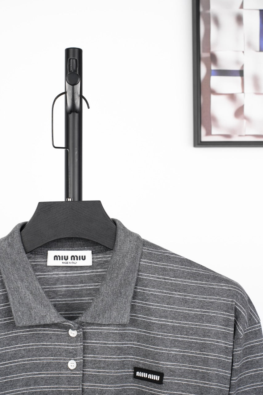 미우미우 코튼 저지 폴로 셔츠