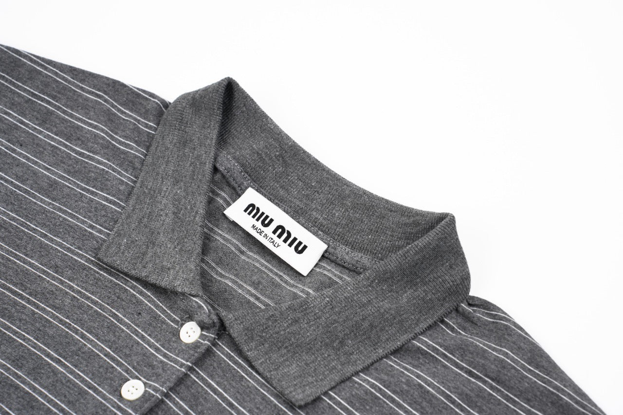 미우미우 코튼 저지 폴로 셔츠