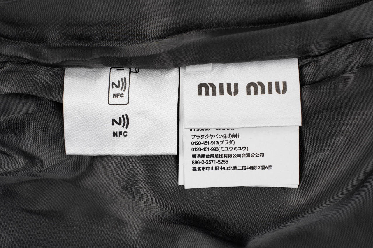 미우미우 벨벳 칼라 샴브레이 자켓