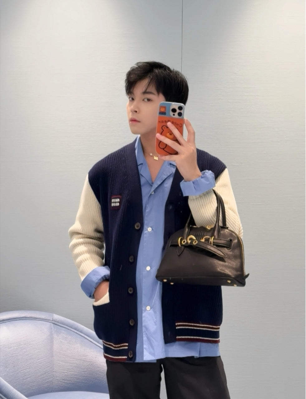 미우미우 울 캐시미어 가디건
