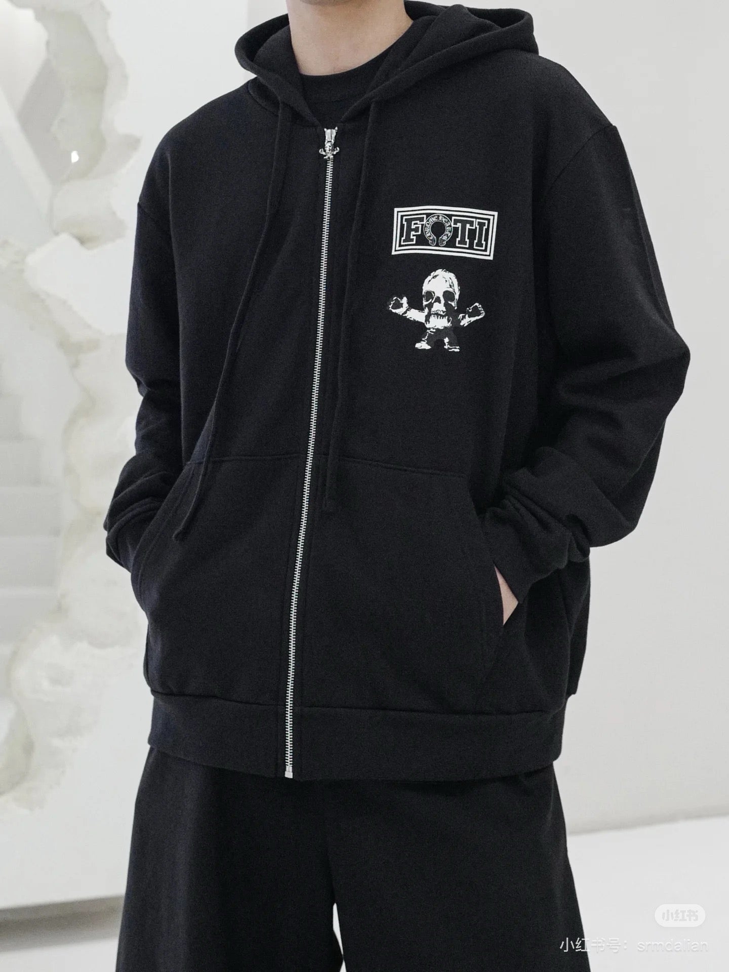 크롬하츠 멀티 포티 집업 후드 블랙