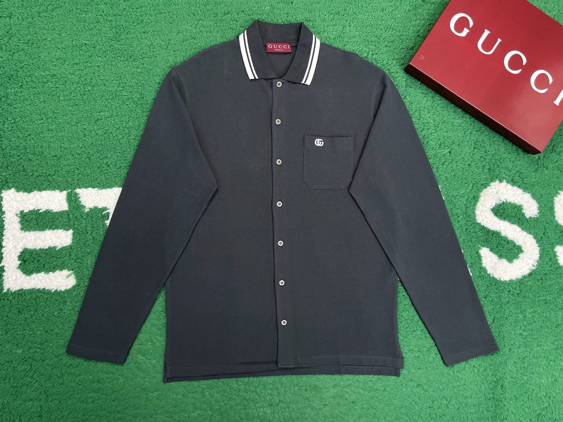 구찌 엠브로이더드 코튼 블렌드 폴로 셔츠