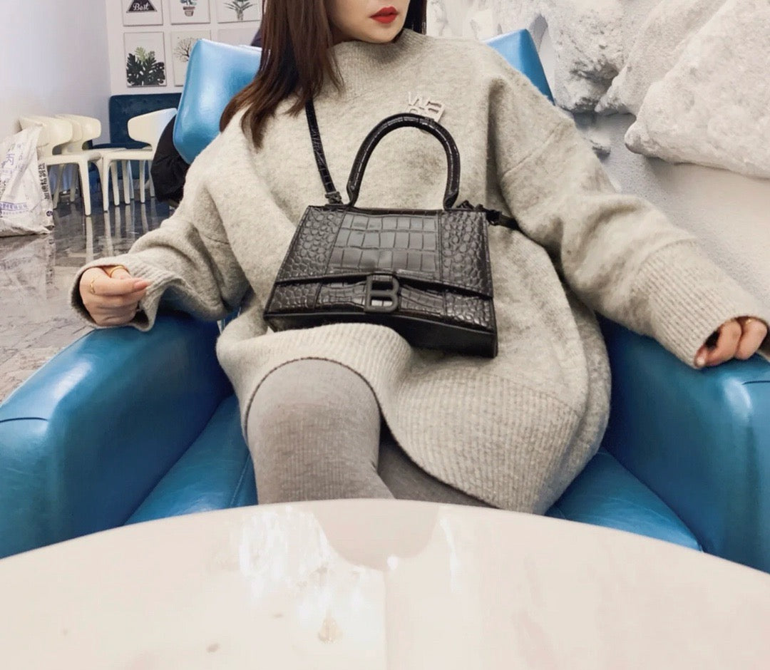 발렌시아가 아워글래스 탑 핸들백 크로커다일 XS,S,M