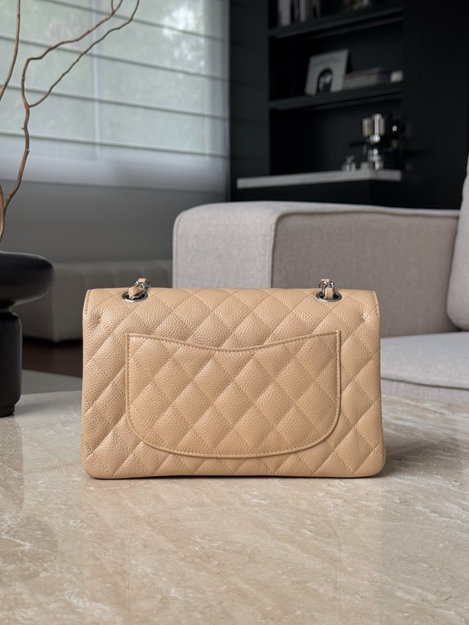 샤넬 클래식 플랩백 스몰 캐비어 (베이지)