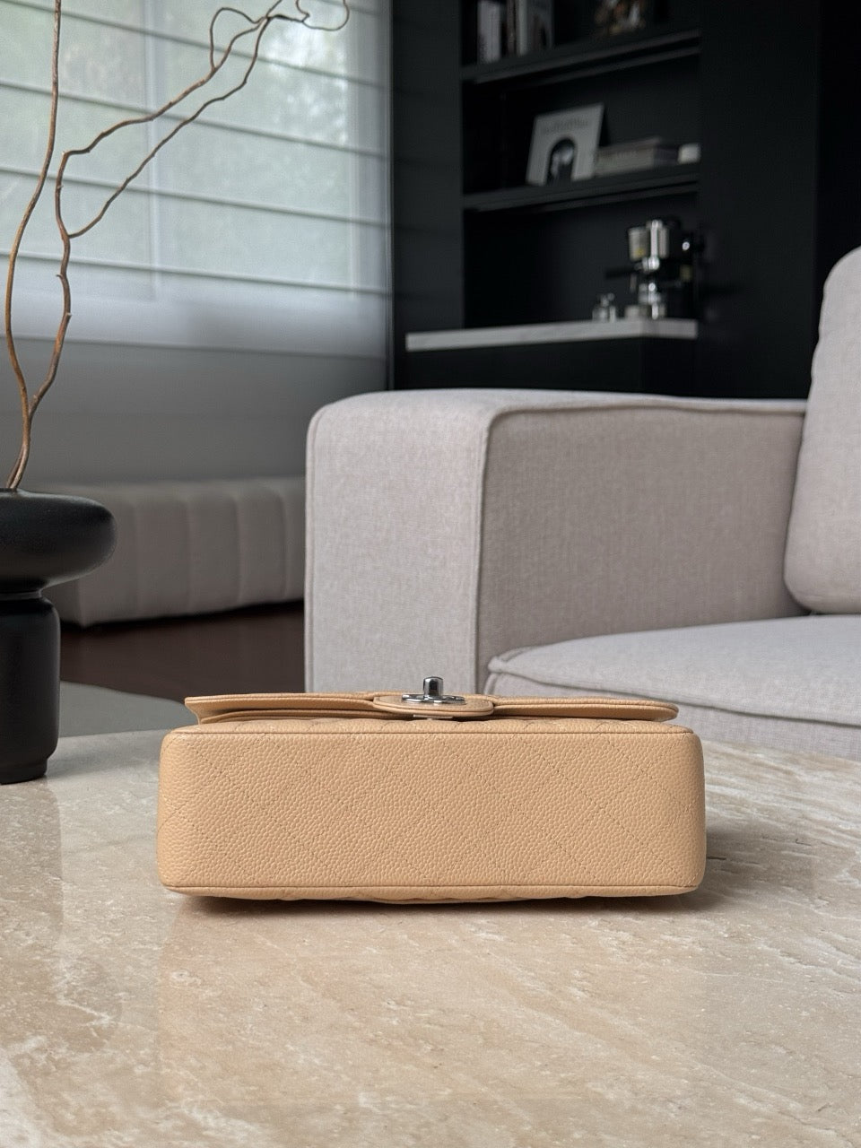 샤넬 클래식 플랩백 스몰 캐비어 (베이지)