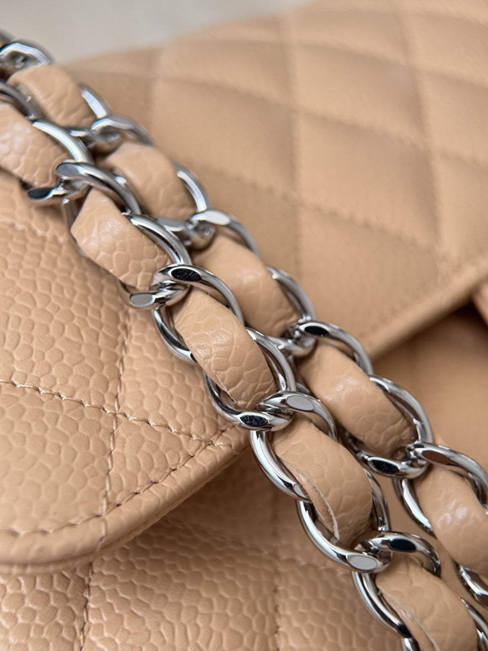 샤넬 클래식 플랩백 스몰 캐비어 (베이지)