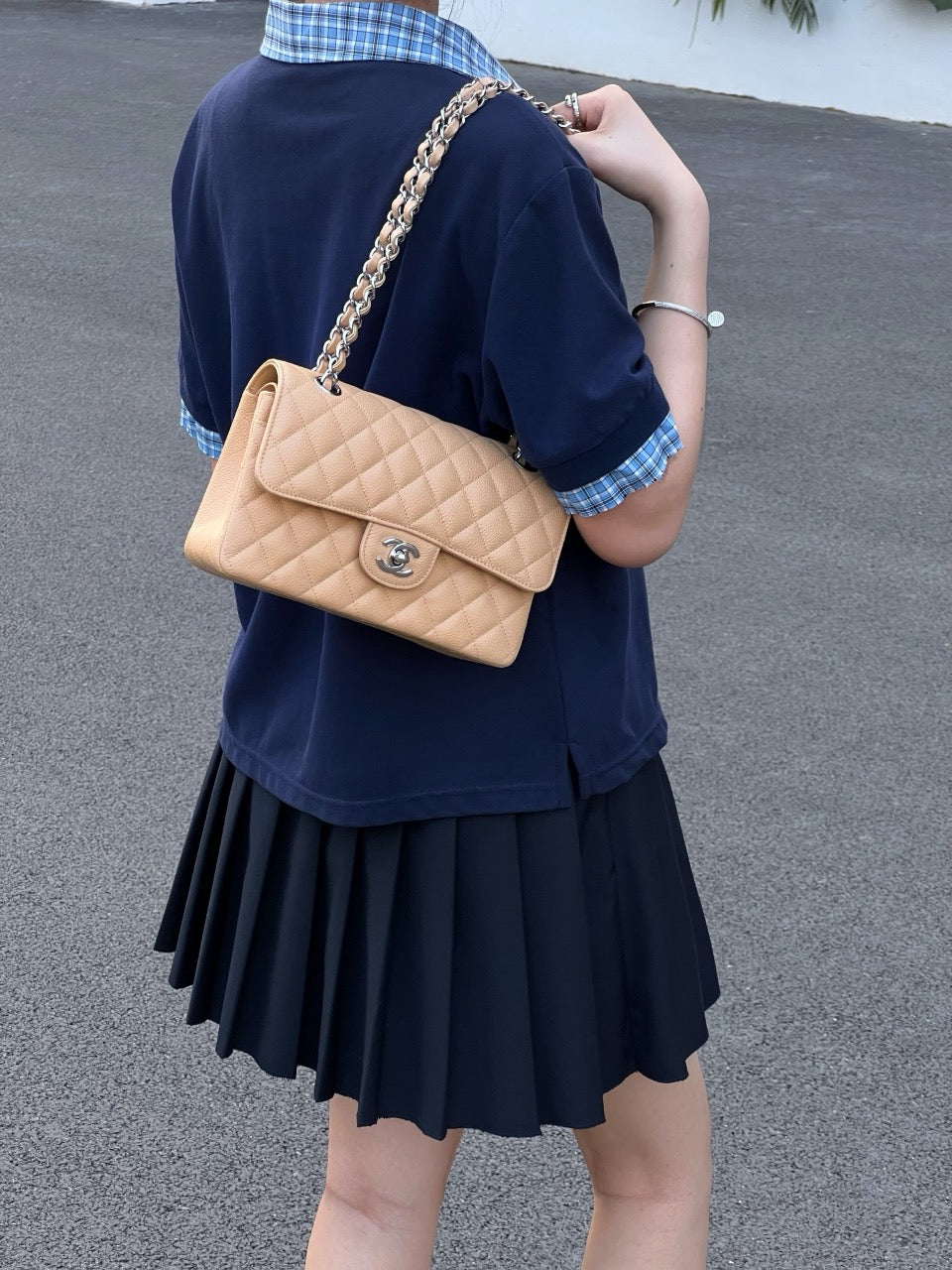 샤넬 클래식 플랩백 스몰 캐비어 (베이지)