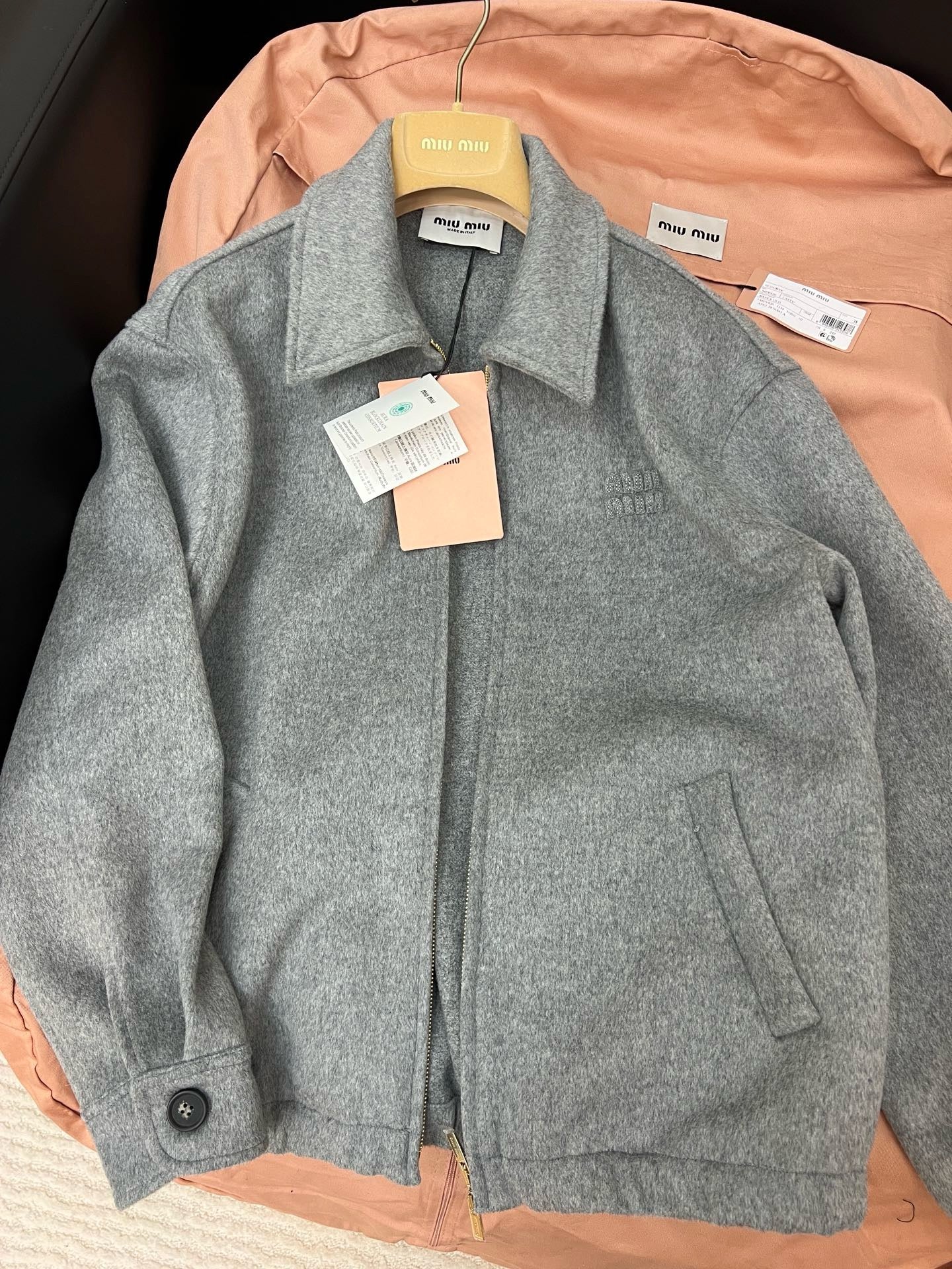 미우미우 더블 캐시미어 블루종 자켓