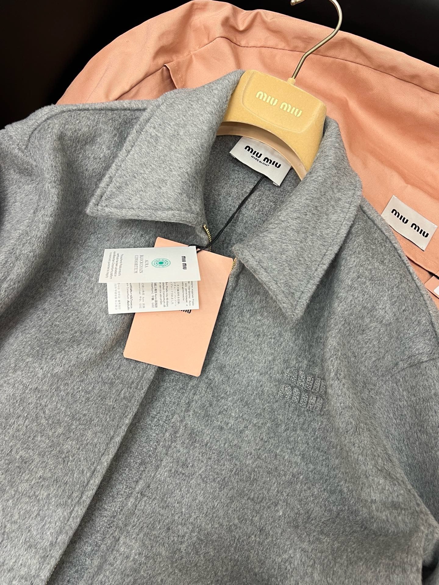 미우미우 더블 캐시미어 블루종 자켓