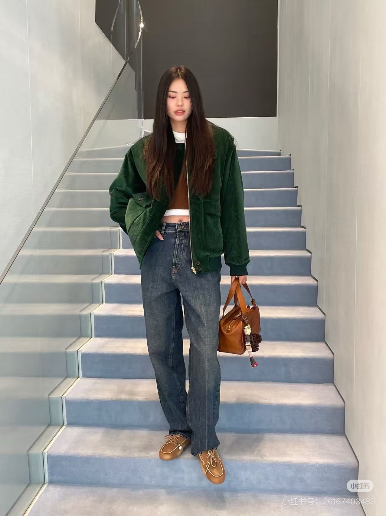 미우미우 패디드 코듀로이 블루종