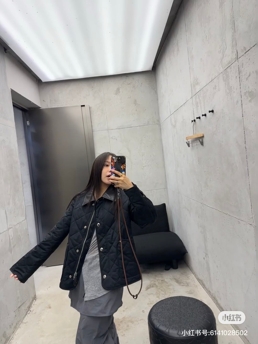 버버리 패디드 퀼팅 레더 카라 자켓