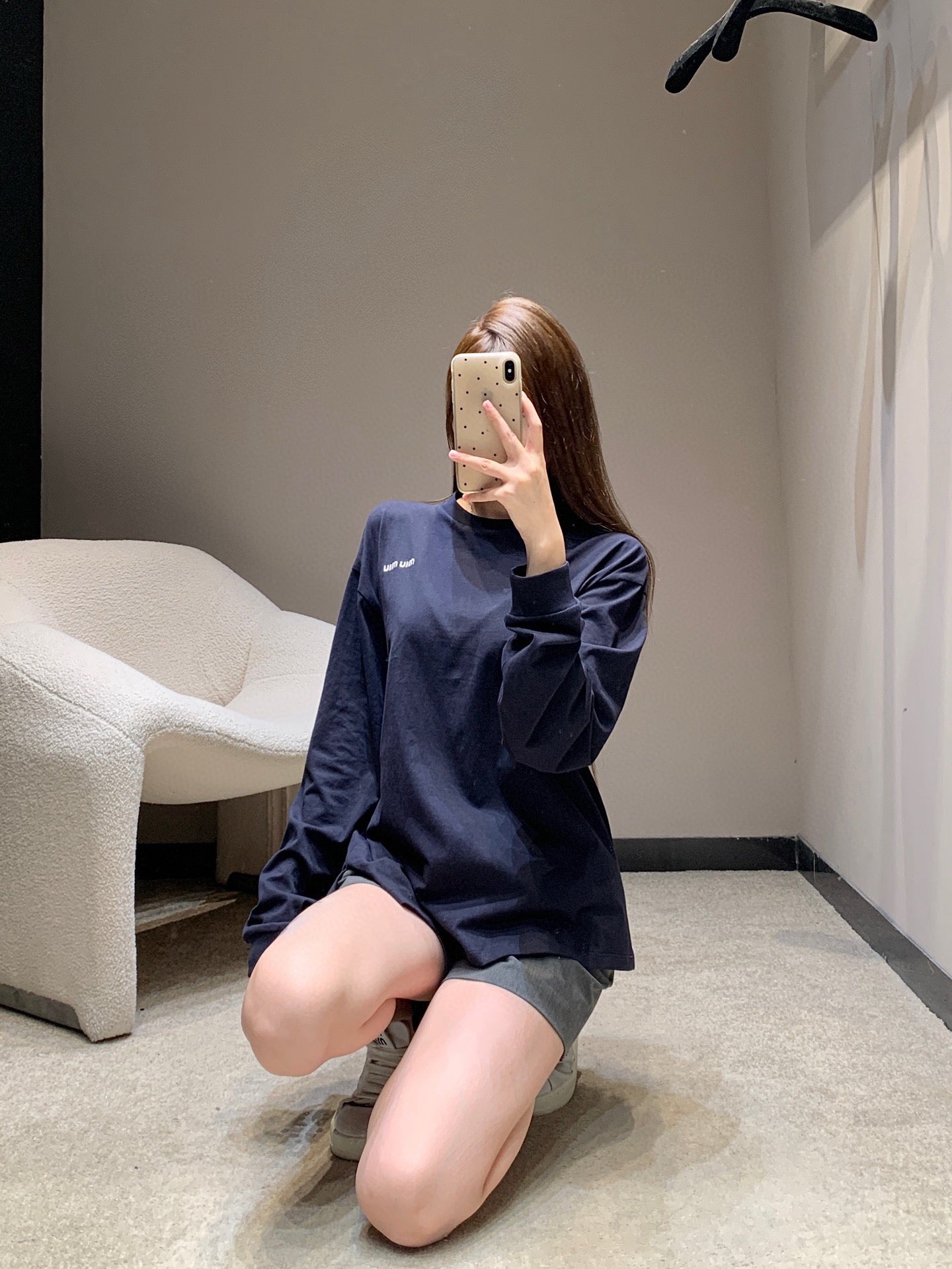 미우미우 긴소매 저지 티셔츠