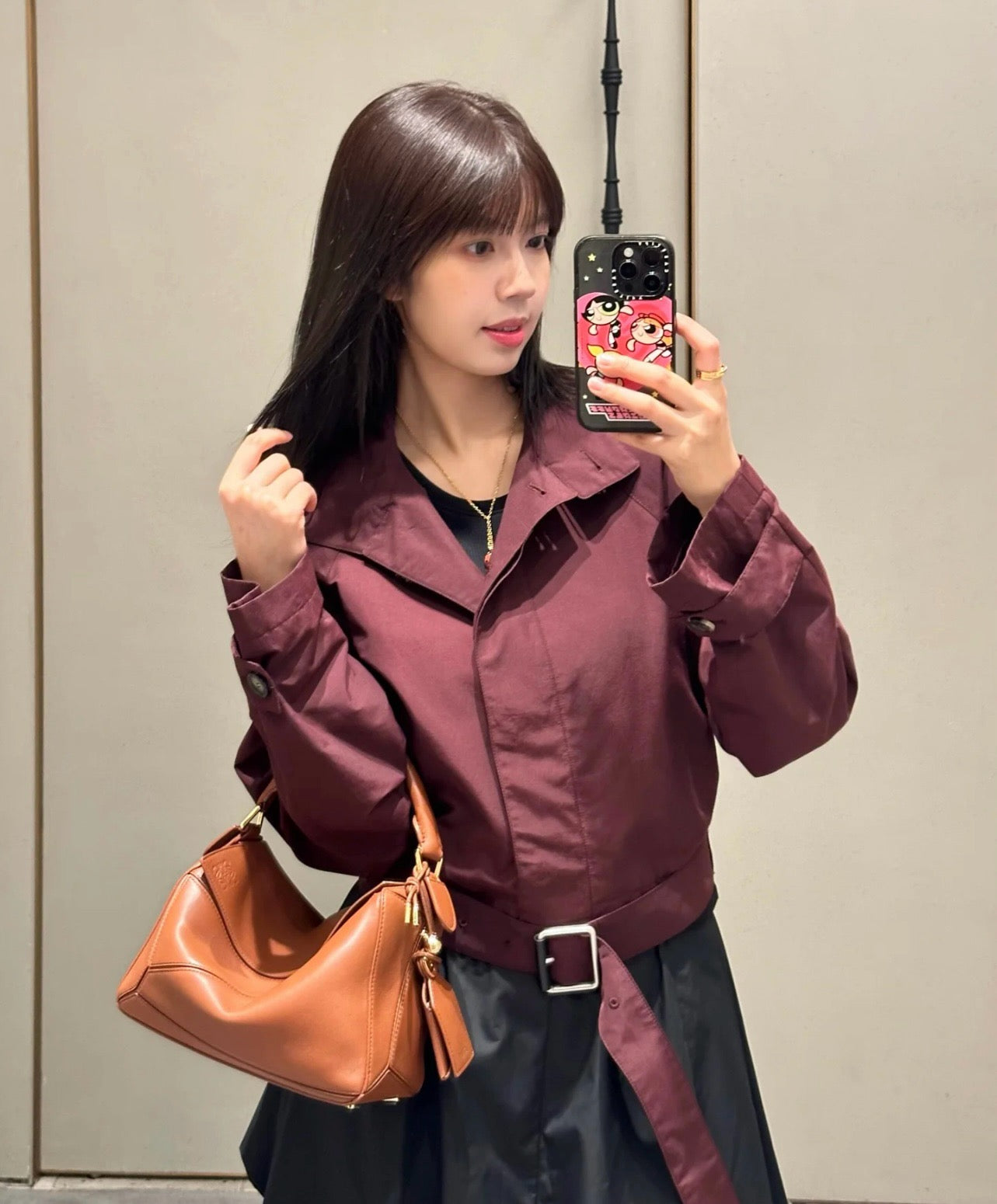 로에베 코튼 블렌드 숏 트렌치코트