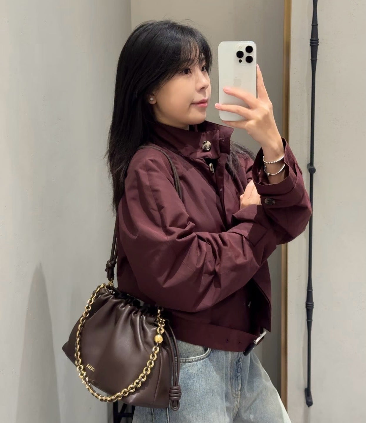 로에베 코튼 블렌드 숏 트렌치코트