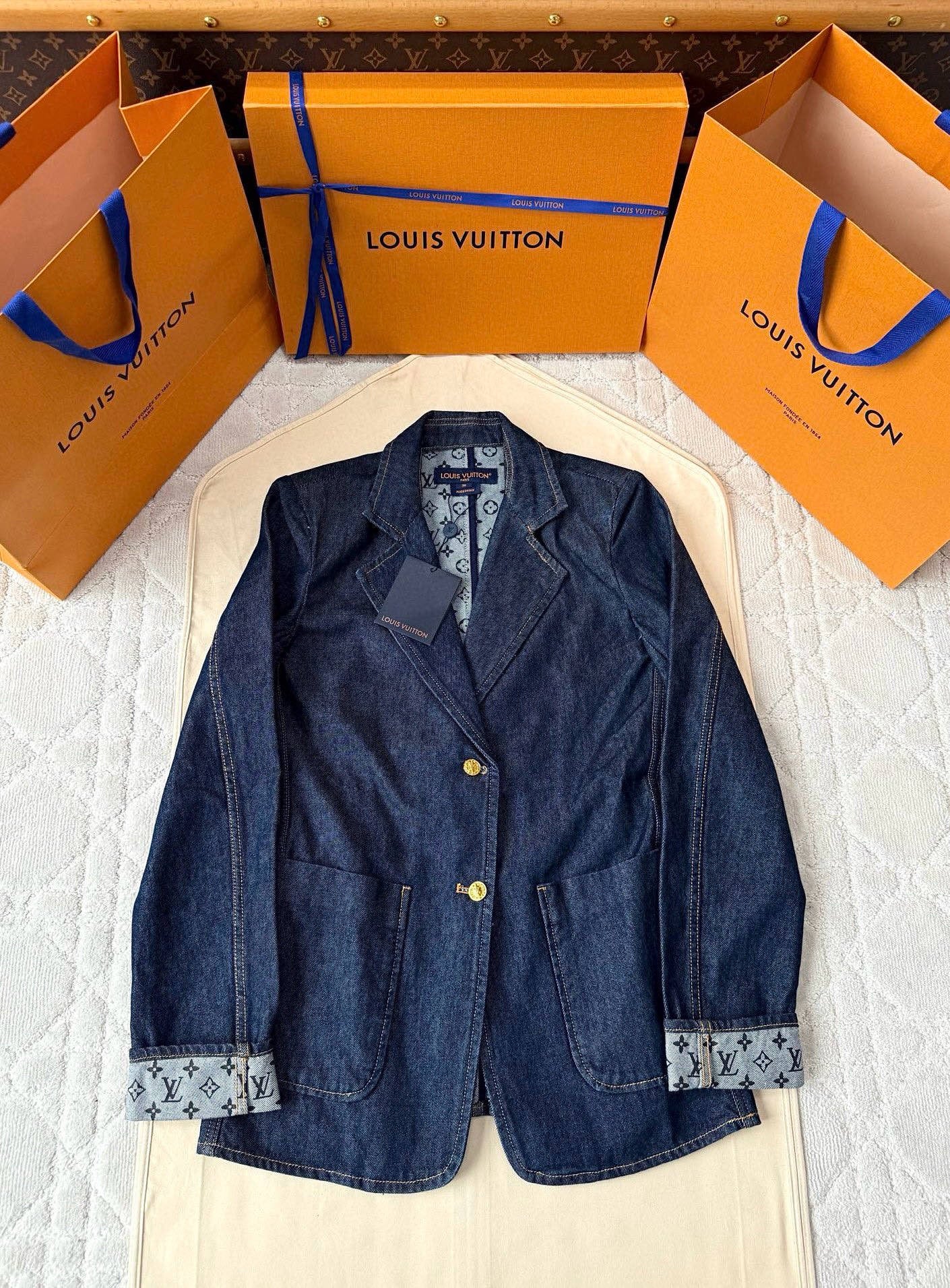 루이비통 데님 프레피 블레이저