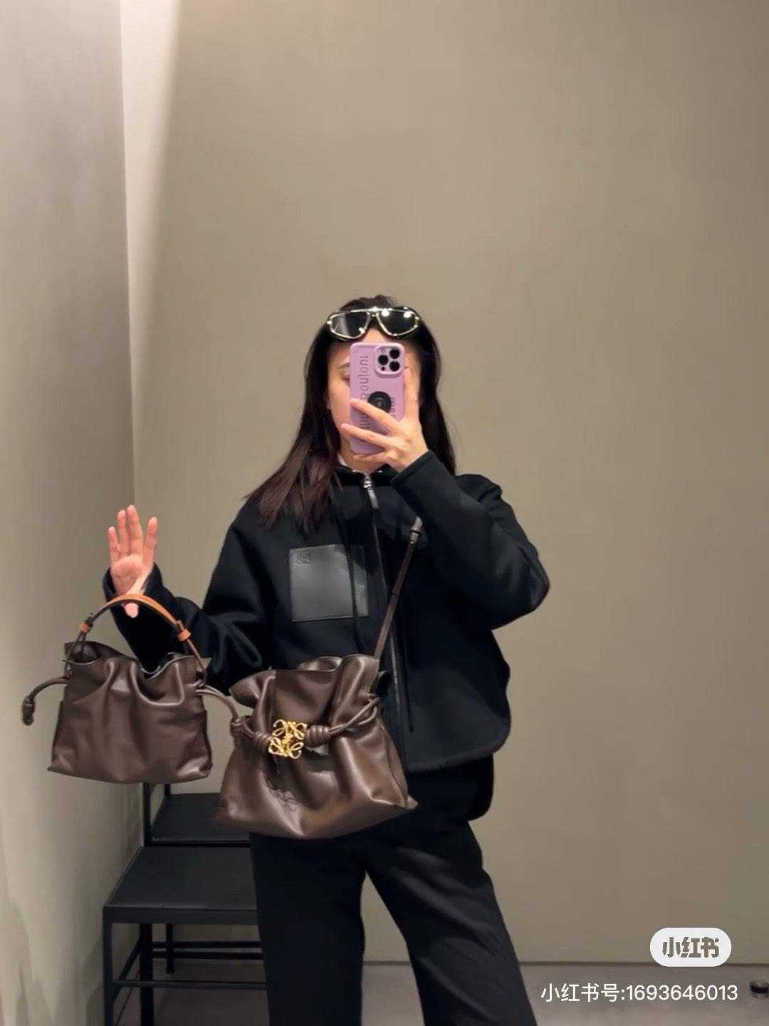 로에베 미니 아나그램 레더패치 울 자켓