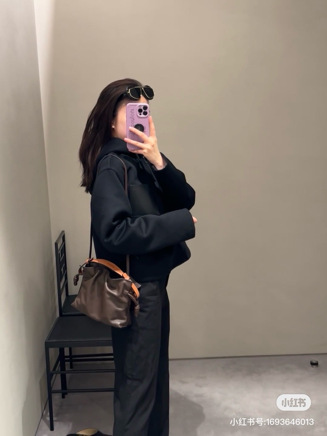 로에베 미니 아나그램 레더패치 울 자켓