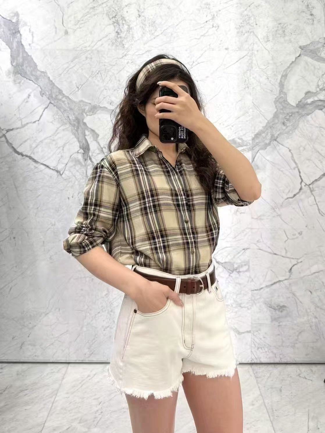 생로랑 코튼 카산드르 라발리에르 셔츠