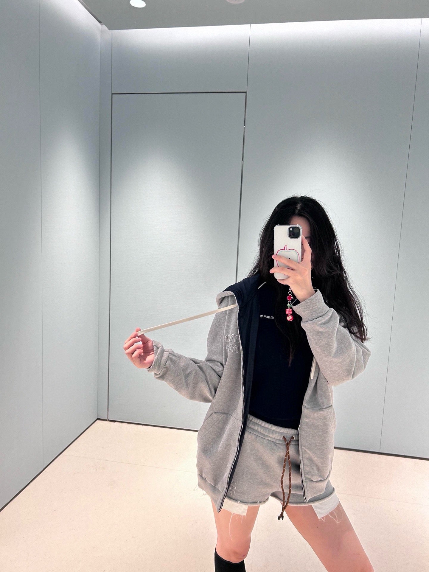 미우미우 저지 및 테크니컬 퐁제 블루종 자켓